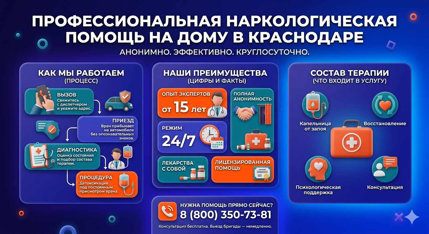 Инфографика о принципах лечения алкоголизма на дому в Гороховце: этапы вызова нарколога, преимущества анонимной детоксикации и состав медицинской помощи.